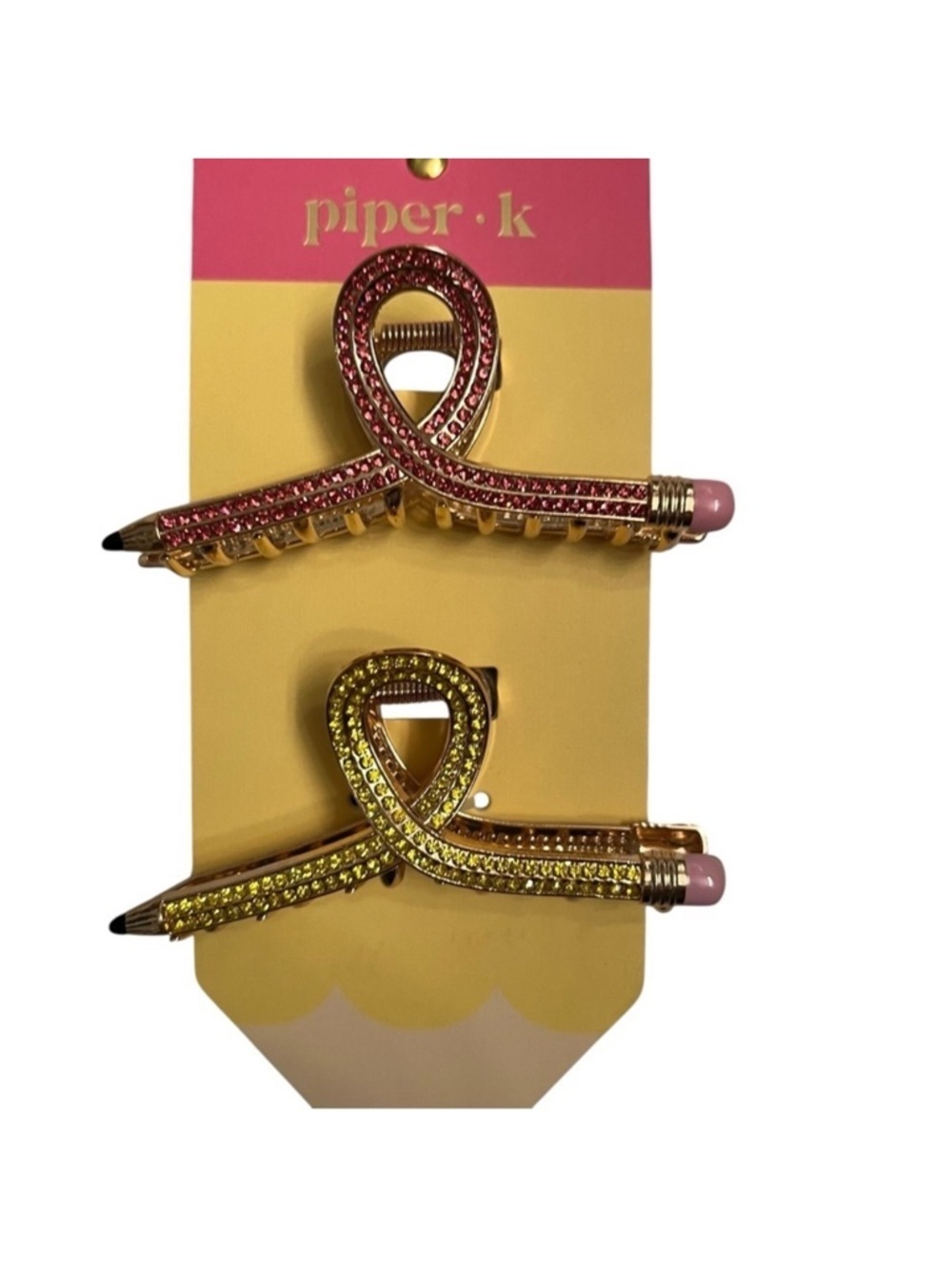 Piper K Rhinestone Pencil Shaped Metal Claw Hair Clips New With Tags